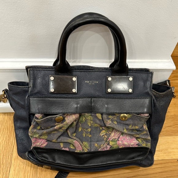 rag & bone Handbags - Rag & Bone Pilot Bag in blue leather with a floral print pocket small satchel